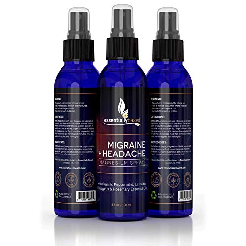Product Cover Migraine Headache Relief Spray - 100% Natural Migraine Relief - Made in The USA and of Magnesium Oil and Blend of Essential Oils