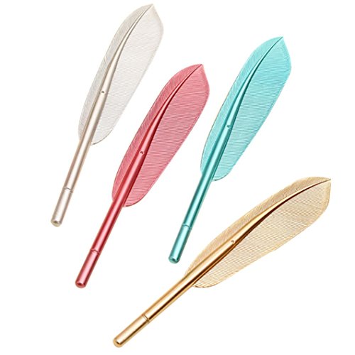 Product Cover SUPPION 6PCS New Cute Wing Feather Ballpoint Ink Pens Creative Stationery Student(Random Color)