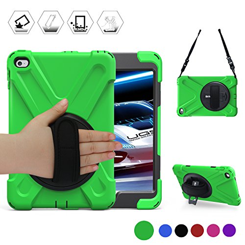 Product Cover BRAECN iPad Mini4 Shockproof Case,iPad Mini 5 Case,Three Layer Drop Protection Rugged Protective Heavy Duty Case with 360 Degree Swivel Stand/Hand Strap/Shoulder Strap Fit iPad Mini 4/5 Case(Green)