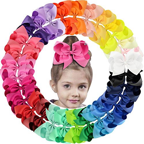 Product Cover 30Pack 6in Grosgrain Ribbon Hair Bows Baby Girl's Clips Large Big Hair Bows Clips For Baby Girls Teens Toddlers