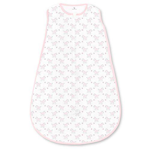 Product Cover Amazing Baby Cotton Sleeping Sack with 2-Way Zipper, Tiny Zebra, Pastel Pink, Large