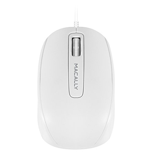 Product Cover Macally USB Wired Computer Mouse with 3 Button, Scroll Wheel, 5 Foot Long Cored, Compatible with Windows PC, Apple MacBook Pro/Air, iMac, Mac Mini, Laptops