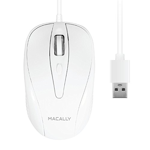 Product Cover Macally USB Wired Mouse with 3 Button, Scroll Wheel, & 5 Foot Long Cord, Compatible with Apple Macbook Pro / Air, iMac, Mac Mini, Laptops, Desktop Computer, & Windows PC (TURBO)
