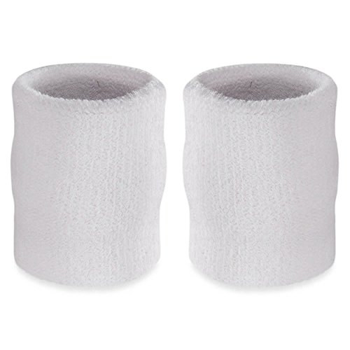 Product Cover Suddora 4 Inch Arm Sweatbands - Thick Cotton Armbands for Gymnastics, Basketball, Tennis, Football (White)