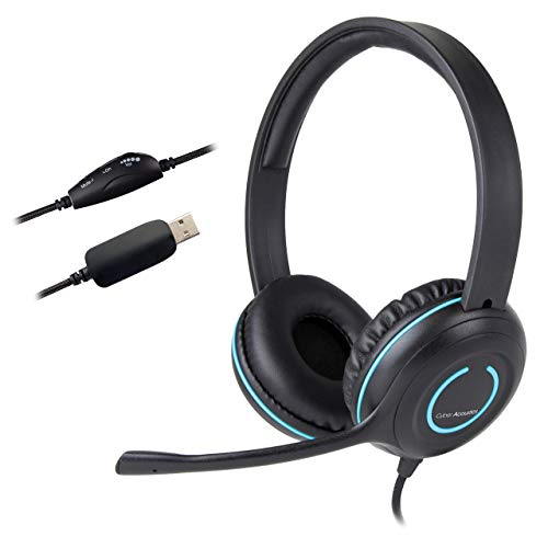 Product Cover Cyber Acoustics USB Stereo Headset with Headphones and Noise Cancelling Microphone for PCs and Other USB Devices in The Office, Classroom or Home (AC-5008)
