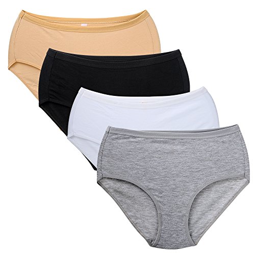 Product Cover Closecret Women Comfort Cotton Underwear Classic Full Coverage Breathable Briefs Panties Underpants Multipack (M, 4 Colors)