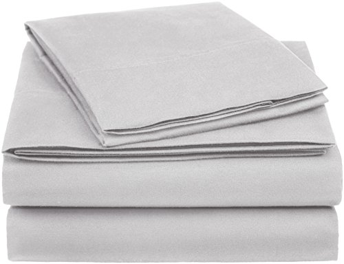 Product Cover AmazonBasics Essential Cotton Blend Bed Sheet Set, Twin, Light Grey