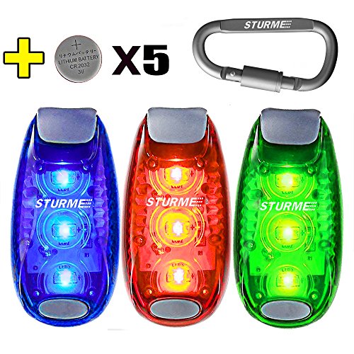 Product Cover STURME LED Safety Light Strobe Lights for Daytime Running Walking Bicycle Bike Kids Child Woman Dog Pet Runner Best Flashing Warning Clip on Small Reflective Set Flash Walk Night (Blue Green Red)