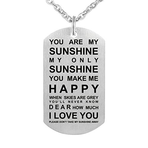 Product Cover You Are My Sunshine Dog Tag Stainless Steel Pendant Necklace You Make Me Happy Necklace