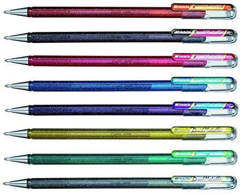Product Cover Pentel Hybrid Dual Metallic Liquid Gel Roller Pen YK110/8-M - Pack of 8 Pens in 16 Shimmering Metallic Colours