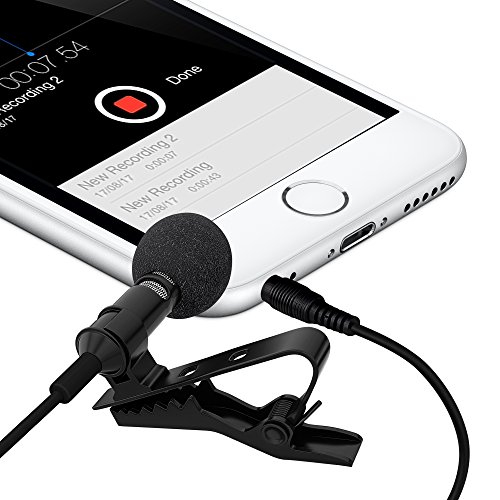 Product Cover Ultimate Lavalier Microphone for Bloggers and Vloggers Lapel Mic Clip-on Omnidirectional Condenser for iPhone Ipad Samsung Android Windows Smartphones