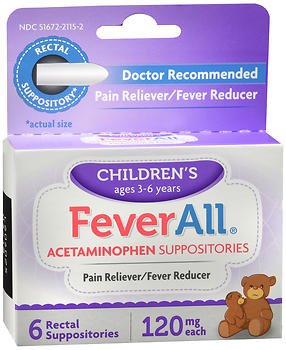 Product Cover FeverAll Children's Acetaminophen Suppositories, 120 mg - 6 ea., Pack of 3