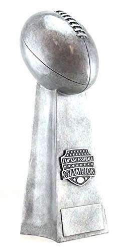 Product Cover Decade Awards Fantasy Football Champion Silver Tower Trophy - Gridiron Award - 12 Inch Tall - Engraved Plate on Request