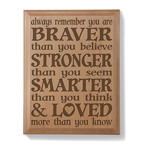Product Cover KATE POSH - Always Remember You are Braver Than You Believe, Stronger Than You Seem, Smarter Than You Think & Loved More Than You Know - Engraved Natural Wooden Plaque - Christopher Robin to Pooh