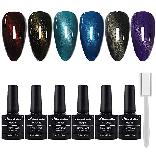Product Cover Allenbelle Cat Eye Gel Nail Polish Soak Off UV Magetic Gel Nail Polish (with Magetic As Gift,7.3Ml) 003