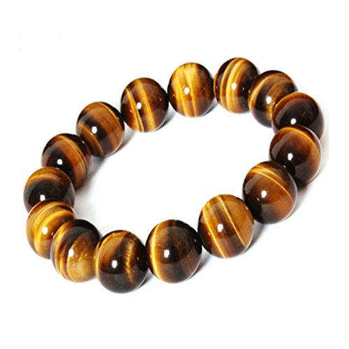 Product Cover XIAOLI Natural Tiger Eye Gem Beads Tibetan Buddhist Prayer Mala Bracelet 10mm (Tiger Eye Stone)