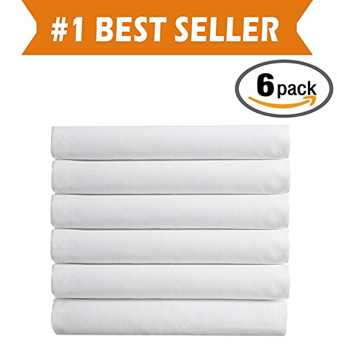 Product Cover (6-Pack) Luxury Fitted Sheets! Premium Hotel Quality Elegant Comfort Wrinkle-Free 1500 Thread Count Egyptian Quality 6-Pack Fitted Sheet with Storage Pockets on Sides, Twin/Twin XL Size, White