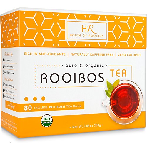 Product Cover Rooibos Tea Organic African Red Tea - 80 Caffeine Free Red Bush Herbal Tea Bags from HOUSE OF ROOIBOS Tea. Non GMO, USDA Certified Organic Tea. Healthy Herbal Tea