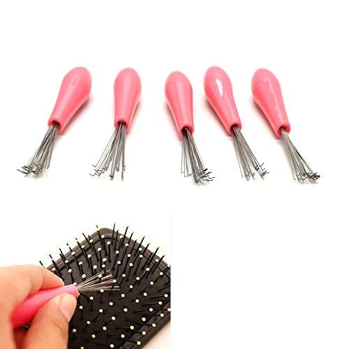 Product Cover HUELE 5PCS Mini Cabinet Tool Comb Hair Brush Cleaner Embeded Tool Salon Home Pick Plastic Handle