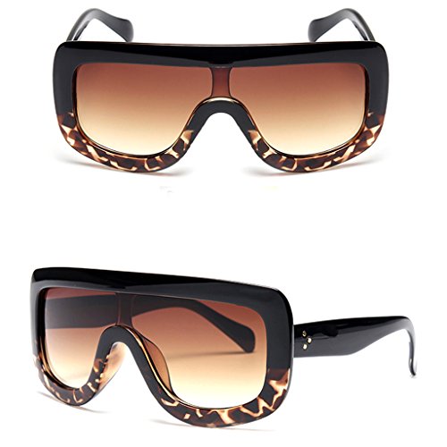 Product Cover SupremeLife Retro Women Big Frame Square Sunglasses Oversized Shades Eyeglasses (Black&Leopard)