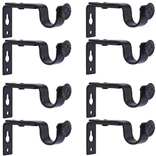 Product Cover Anndason Heavy Duty Curtain Rod Brackets for 3/4 or 5/8 Inch Rod, Black Color, (Set of 8)