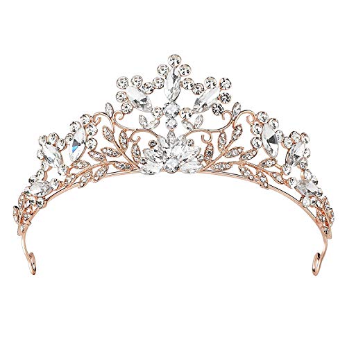 Product Cover SWEETV Rhinestone Wedding Tiara - Rose Gold Bridal Crown Jeweled Headpieces for Women and Girls