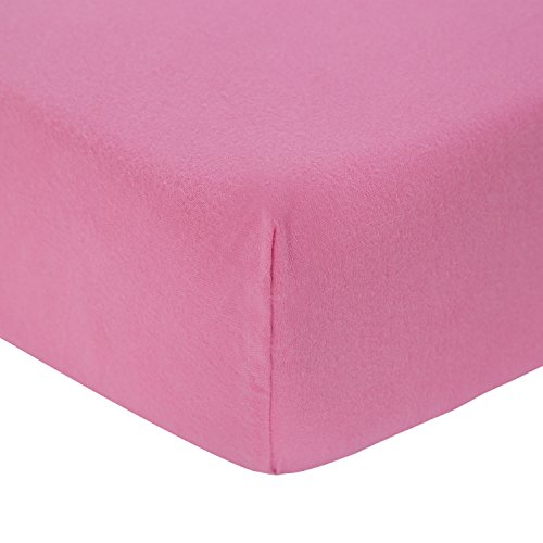 Product Cover TILLYOU 100% Cotton Flannel Crib Sheet Warm, Ultra Soft Fitted Toddler Sheets for Girls, Breathable Cozy Baby Sheets, 28 x 52in Fit Standard Crib/Toddler Mattress, Pink