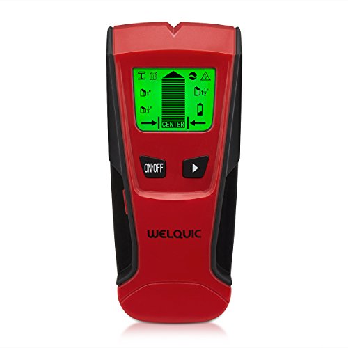 Product Cover WELQUIC Electric Center-finding Stud Finder with 3-in-1 Metal AC Wires Wood Scanner with Backlit LCD Screen and Beeping Signal Alert, Black and Red
