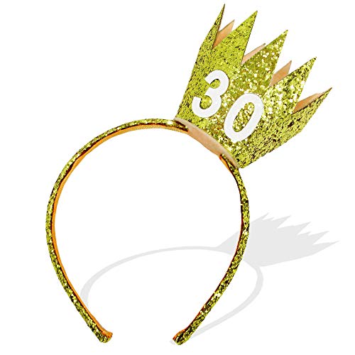 Product Cover Fun 30th Birthday Sparkly Crown Headband Tiara and Party Hat Alternative Unisex One Size (Gold)