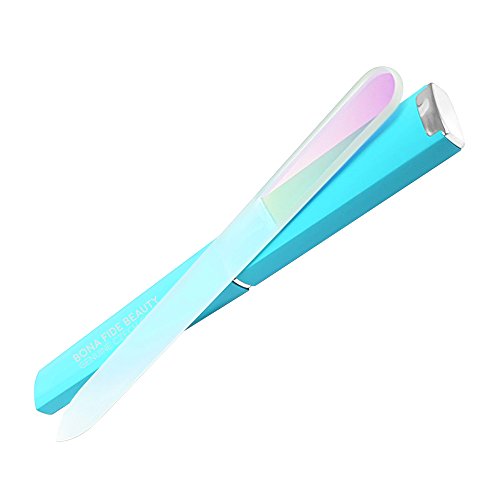 Product Cover Glass Nail File with Case, Manicure Fingernail File for Gentle Nail Care, Precision Filing & Professional Smooth Finish - Bona Fide Beauty Titanium Premium Czech Glass File