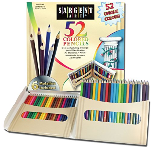 Product Cover Sargent Art Premium Coloring Pencils, Pack of 52 Assorted Colors and Metallics, 22-7294