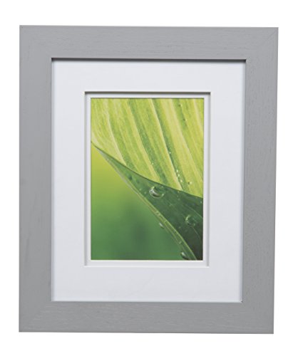 Product Cover Gallery Solutions Photos 8x10 Flat Grey Tabletop or Wall Frame with Double White Mat for 5x7 Picture, 8
