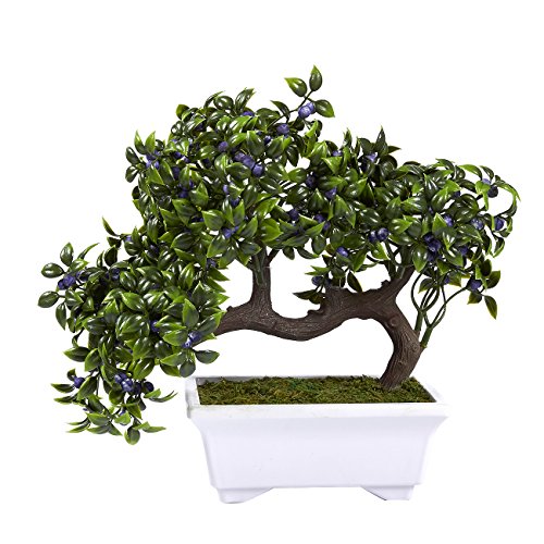 Product Cover Artificial Bonsai Tree - Fake Plant Decoration, Potted Artificial House Plants for Home DecorIndoor, Ficus Bonsai Tree Plant for Decoration, Desktop Display, Zen Garden Decor- 10 x 6 x 8 Inches