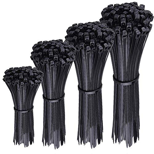 Product Cover AUSTOR 600 Pieces Zip Ties Black Nylon Cable Ties Heavy Duty Zip Ties in 4 6 8 10 Inches for Home, Office, Garage and Workshop (150 Pcs per Size)