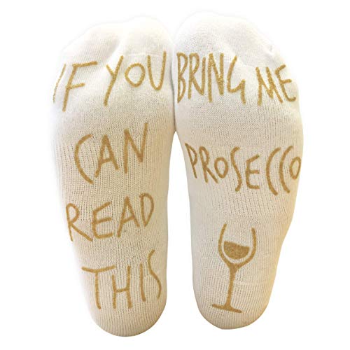 Product Cover Keklle 'If You Can Read This Bring Me Prosecco' Funny Ankle Socks - Perfect Wine Lover Gift!, White,  6-12