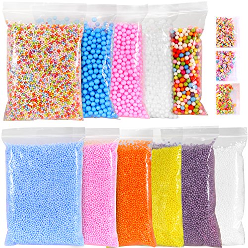 Product Cover Ohuhu Foam Balls for DIY Slime, 14 Packs Approx 60,000 PCS Decorative Slime Beads for Arts Crafts, Homemade Slime, Fruit Flower Candy Slices for Nail Art, Student Children Kids for Christmas Gifts