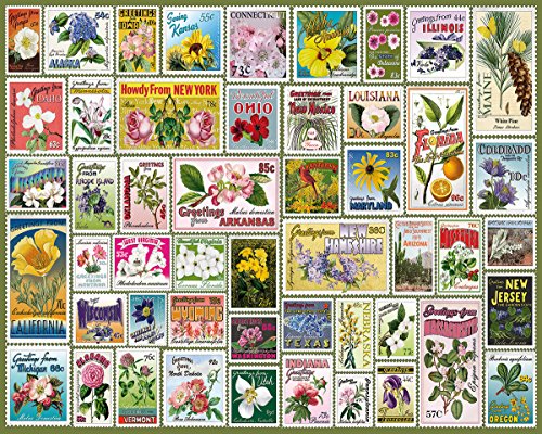 Product Cover White Mountain Puzzles State Flower Stamps - 1000 Piece Jigsaw Puzzle