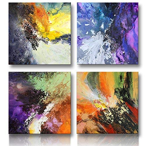 Product Cover CANVASZON Abstract Wall Art for Living Room Bedroom Bathroom Office Kitchen Wall Decor Canvas Prints Original Abstract Painting on Canvas Modern Framed Art Blue Purple