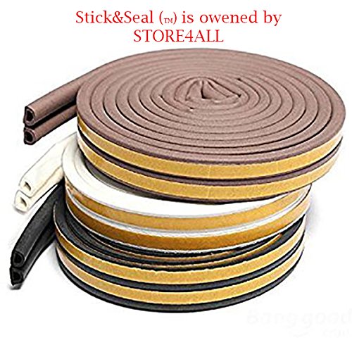 Product Cover Stick&Seal® D Shaped (Brown) Self-Adhesive EPDM Doors and Windows Foam Seal Strip Soundproofing Collision Avoidance Rubber Weatherstrip 6 Meter (2 x 3 M = 6 Meter)