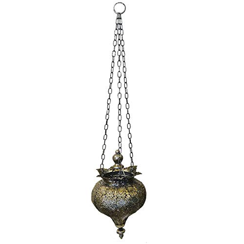 Product Cover PierSurplus Antique Silver Oriental Metal Hanging Pendant Light Candle Lantern - Small Product SKU: CL221834