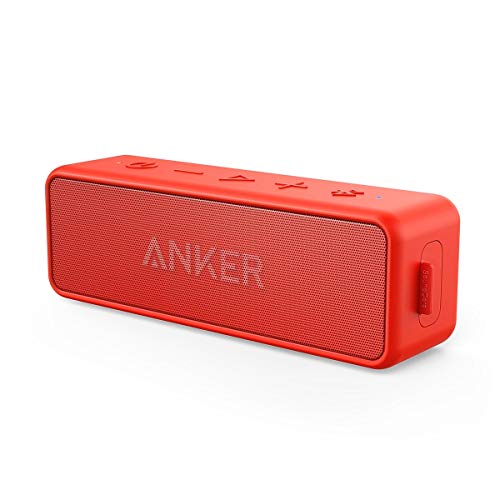 Product Cover Anker Soundcore 2 Portable Bluetooth Speaker with Better Bass, 24-Hour Playtime, 66ft Bluetooth Range, IPX7 Water Resistance & Built-in Mic, Dual-Driver Wireless Speaker for Beach, Travel, Party- Red