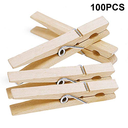 Product Cover jijAcraft 7.2 cm Wood Clips,Clothespins Bulk,100 Pieces Large Clothespins,Wooden Clothespins for Laundry Arts Crafts Decor Storage