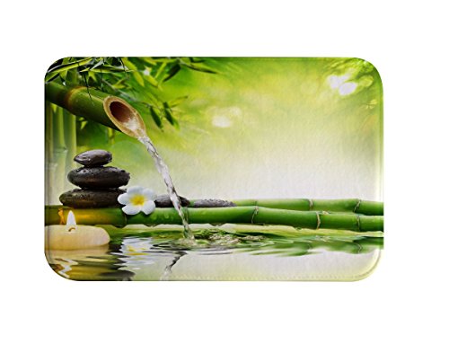 Product Cover DENGYUE Asian Style Green Bamboo Leaves Bathmats, Natural Scene Pattern 3D Print Machine Washable Memory Foam Quick Dry Mildew Free Indoor Ourdoor Floor Mat