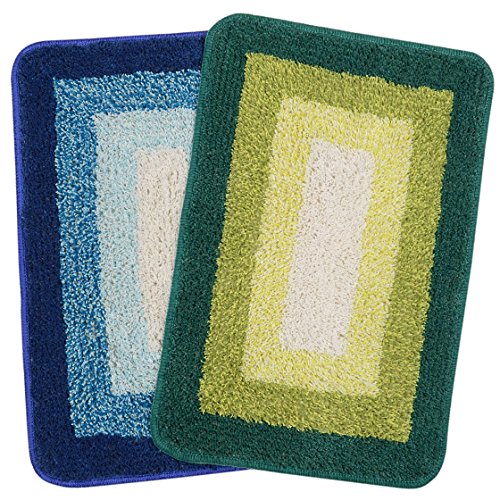Product Cover Saral Home Soft Cotton Anti Slip Bathmat (Set of 2 pc, 35x50 cm), Green, Turq