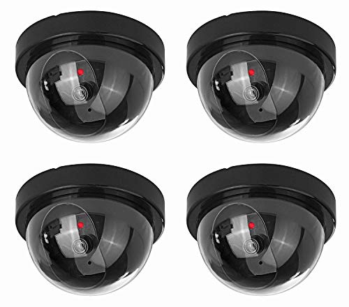 Product Cover NONMON Fake Dummy Dome Camera Homes & Business Security CCTV Cameras with Flashing Red LED Light for Indoor and Outdoor-4 Packs(Black)