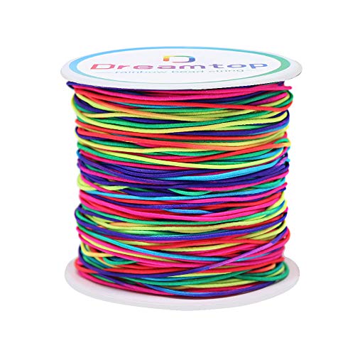 Product Cover Dreamtop 100m Rainbow Color Elastic Cord Beading Thread Stretch String Craft Cord Pony Bead String, 1mm