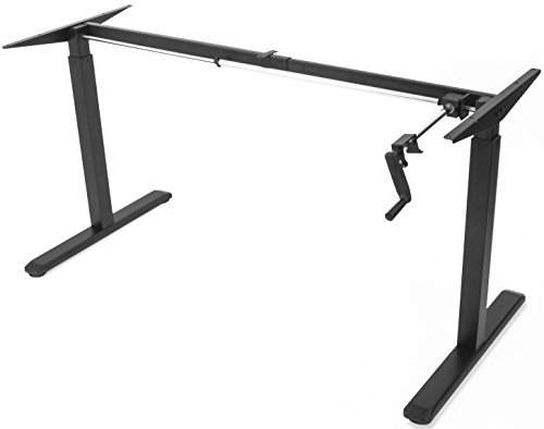 Product Cover VIVO Black Manual Height Adjustable Stand Up Desk Frame with Hand Crank System | Ergonomic Standing 2 Leg Workstation (DESK-V101M)