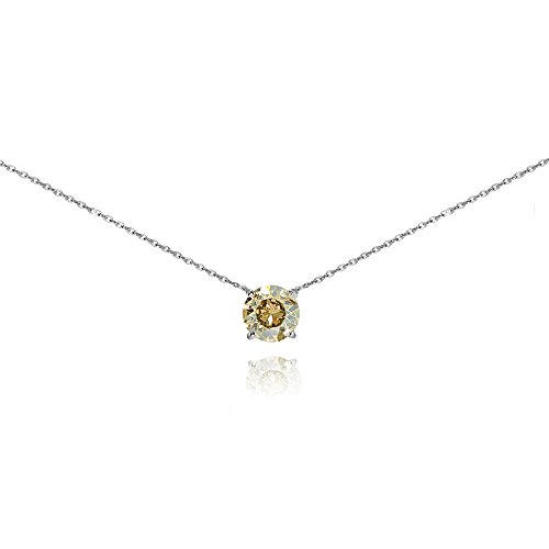 Product Cover Sterling Silver Golden Shadow Solitaire Choker Necklace Made with Swarovski Crystal