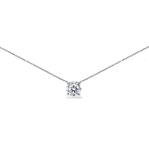 Product Cover Sterling Silver Clear Solitaire Choker Necklace Made with Swarovski Crystal