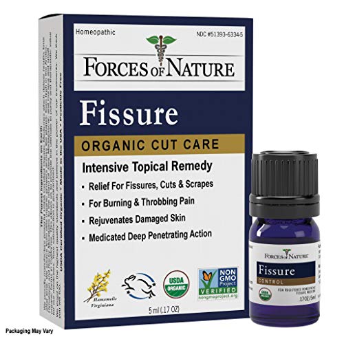 Product Cover Forces Of Nature - Natural, Organic Fissure Care (5ml) Non GMO, No Harmful Chemicals -Soothe & Relieve Burning, Throbbing, Stinging, Itchy, Bleeding Tissue Caused by Fissures or Hemorrhoids